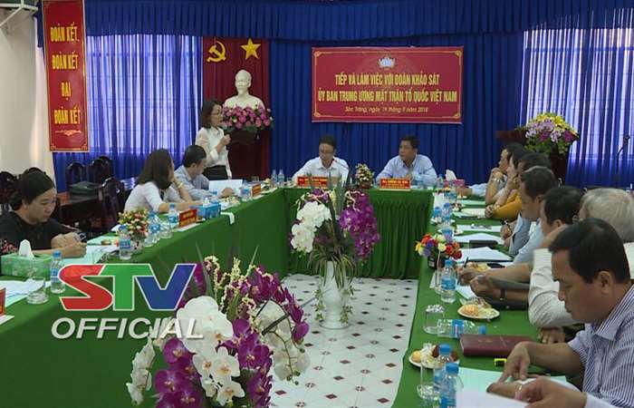 Đoàn khảo sát của Ủy ban Trung ương MTTQ Việt Nam làm việc tại Sóc Trăng