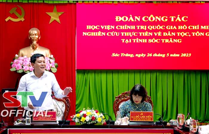 Học viện Chính trị Quốc gia Hồ Chí Minh đến nghiên cứu thực tiễn về dân tộc, tôn giáo tại tỉnh Sóc Trăng