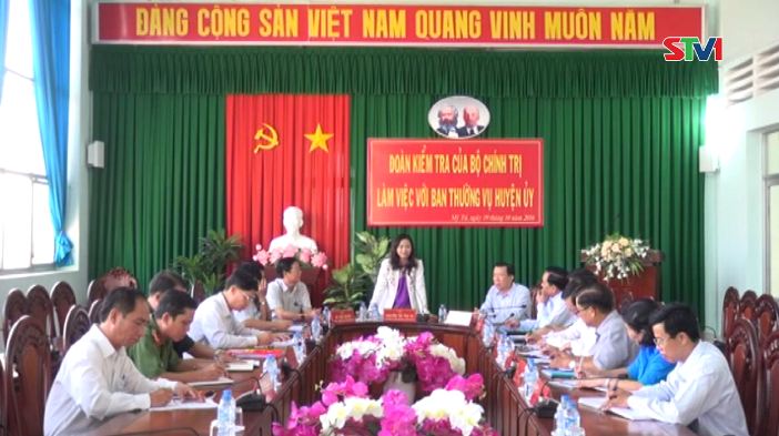 Đoàn kiểm tra của Bộ Chính trị làm việc với Ban Thường vụ Huyện ủy Mỹ Tú
