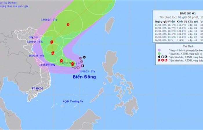 Bão số 1 hình thành, chính thức ghi nhận cơn bão đầu tiên năm 2025