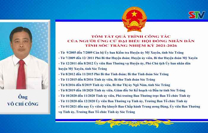 Chương trình hành động của ứng cử viên đại biểu HĐND tỉnh Sóc Trăng nhiệm kỳ 2021-2026 đơn vị số 05 - Huyện Châu Thành (Kỳ 1)